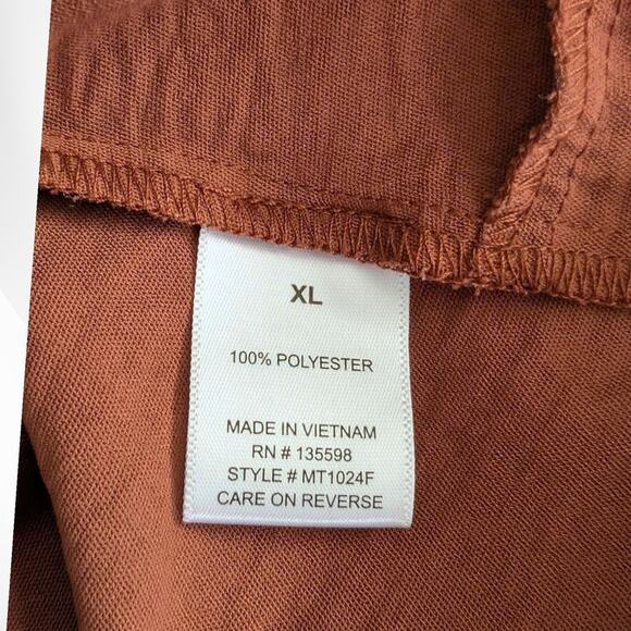 3rd & Malt XL Burnt Orange & Gold Blouse With Knot Front & Scrunched Sleeves - Picture 8 of 11